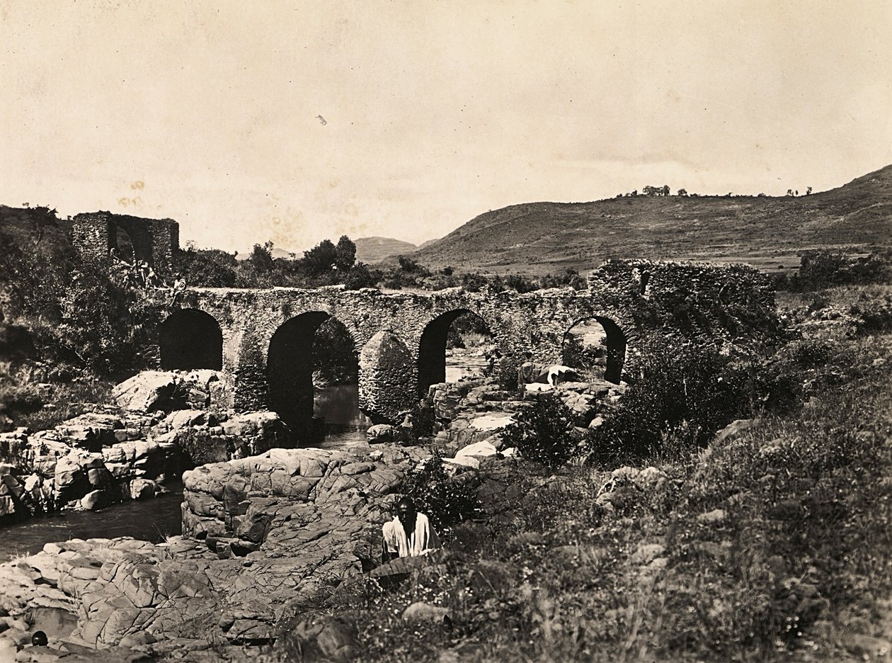 Opbygning af et imperium i den fascistiske tidsalder: Portugisisk bro ved Gondar, Etiopien, 09/05/1936 (s/h foto) af Modestino Baldinetti