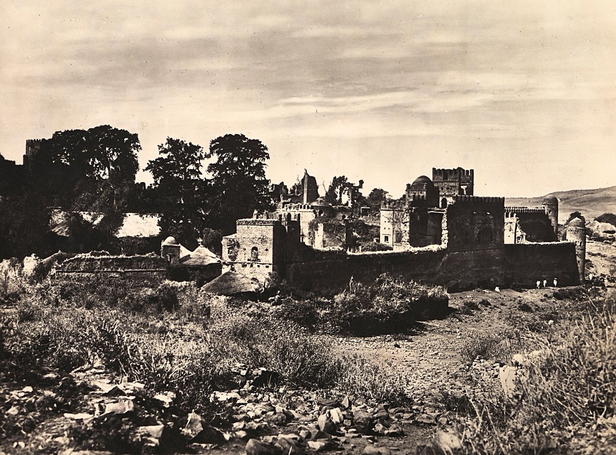 Opbygning af et imperium i den fascistiske tidsalder: Kong Fasiladas slot i Gondar, Etiopien, 09/05/1936 (s/h foto) af Modestino Baldinetti
