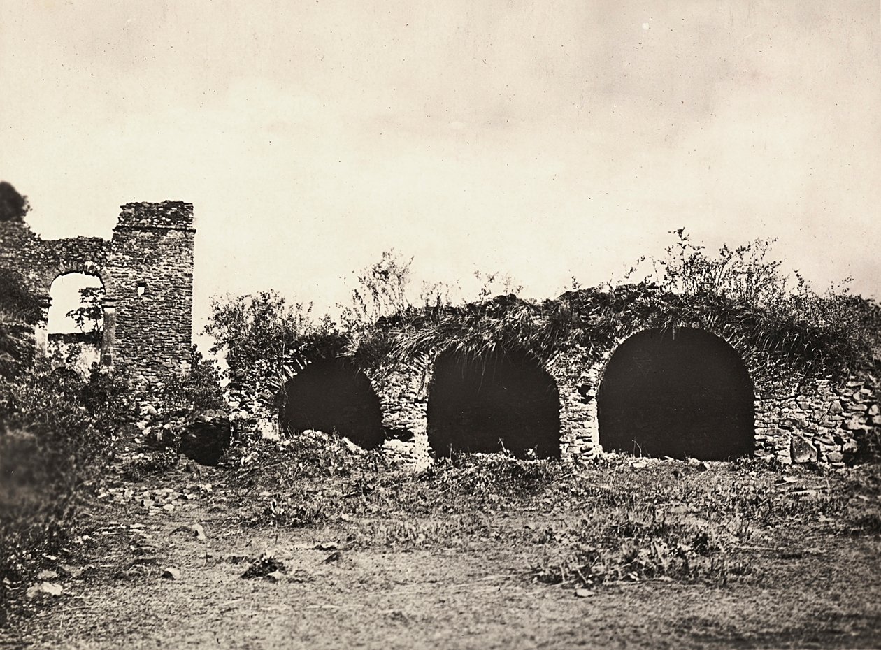 Opbygning af et imperium i den fascistiske tidsalder: løvernes grøft i kong Fasiladas slot i Gondar, Etiopien, 09/05/1936 (s/h foto) af Modestino Baldinetti