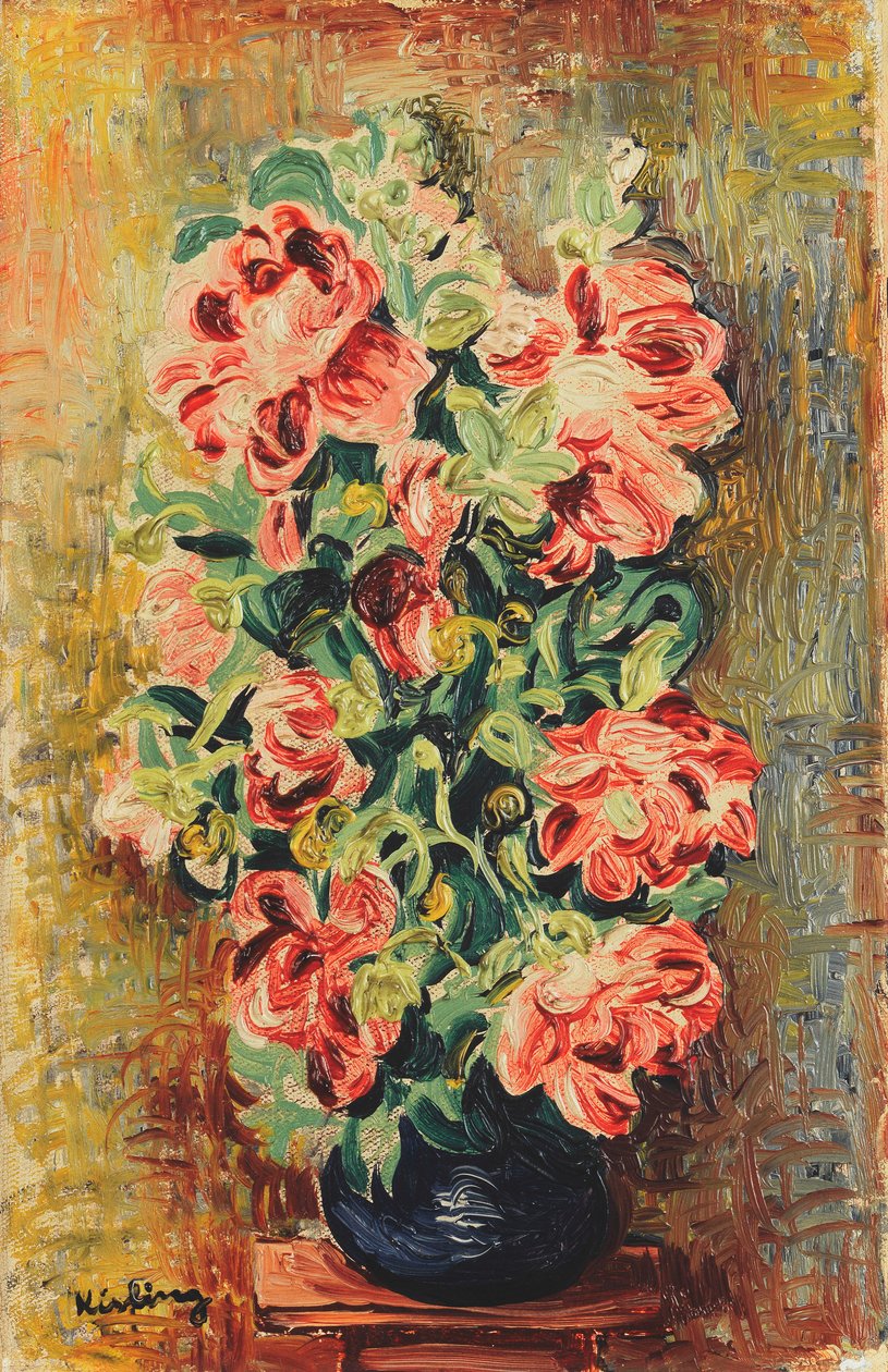 Buket af pæoner; Le Bouquet de Pivoines, ca. 1930 (olie på lærred) af Moise Kisling