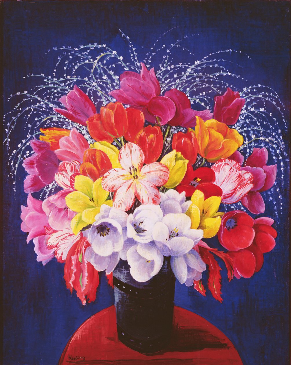 Buket af tulipaner (olie på lærred) af Moise Kisling
