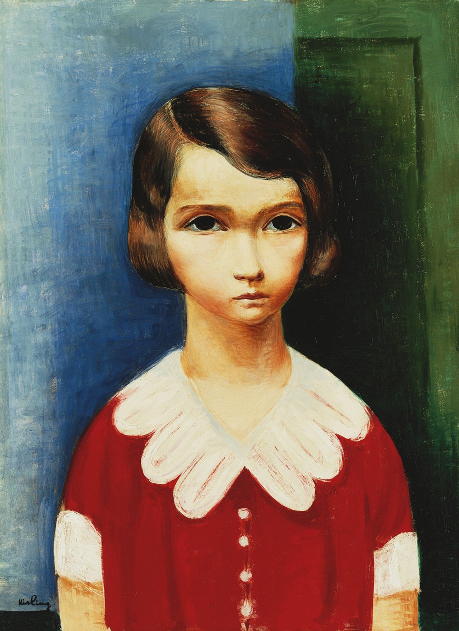 Pige i rød skjorte af Moise Kisling