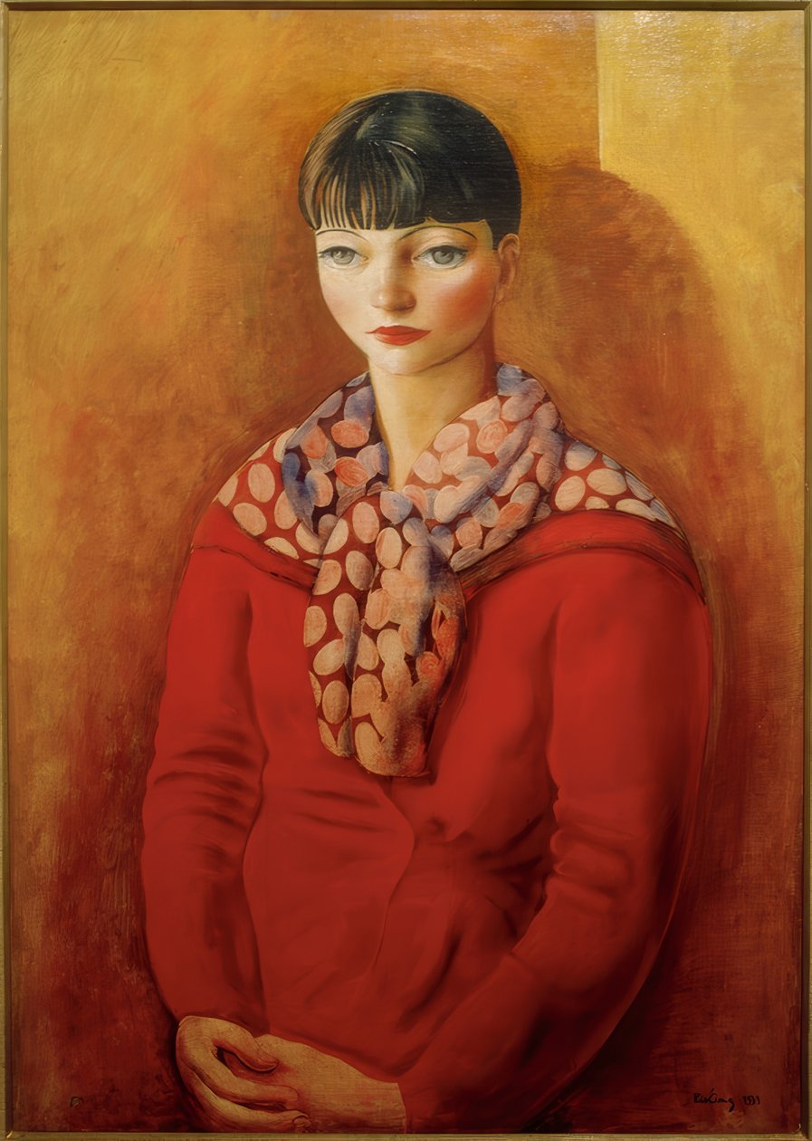 Kiki de Montparnasse i rød kjole af Moise Kisling