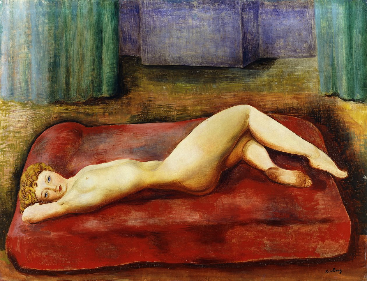 Nøgen på rød seng; Nu au Lit Rouge af Moise Kisling
