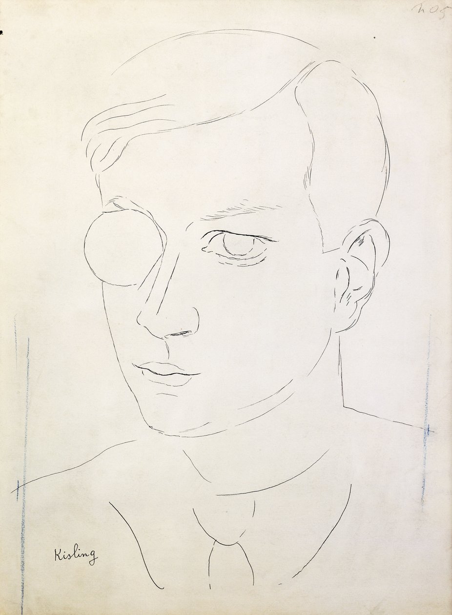 Portræt af Tristan Tzara; Portrait de Tristan Tzara af Moise Kisling