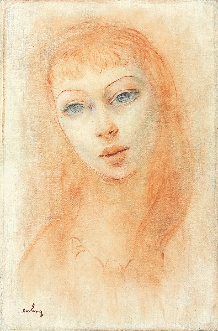 Portræt af en kvinde (olie på lærred) af Moise Kisling