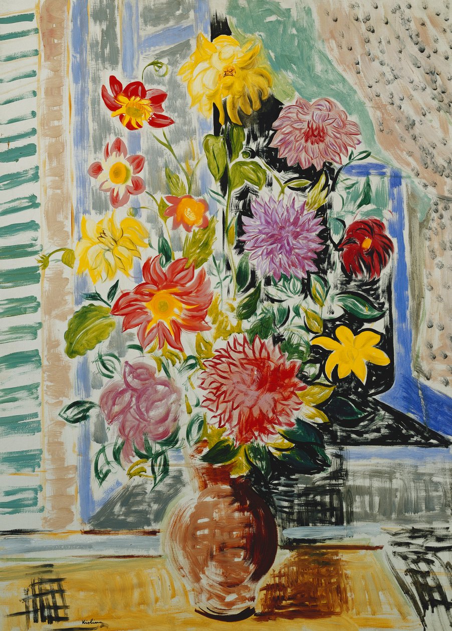 Vase med blomster; Vase de Fleurs af Moise Kisling