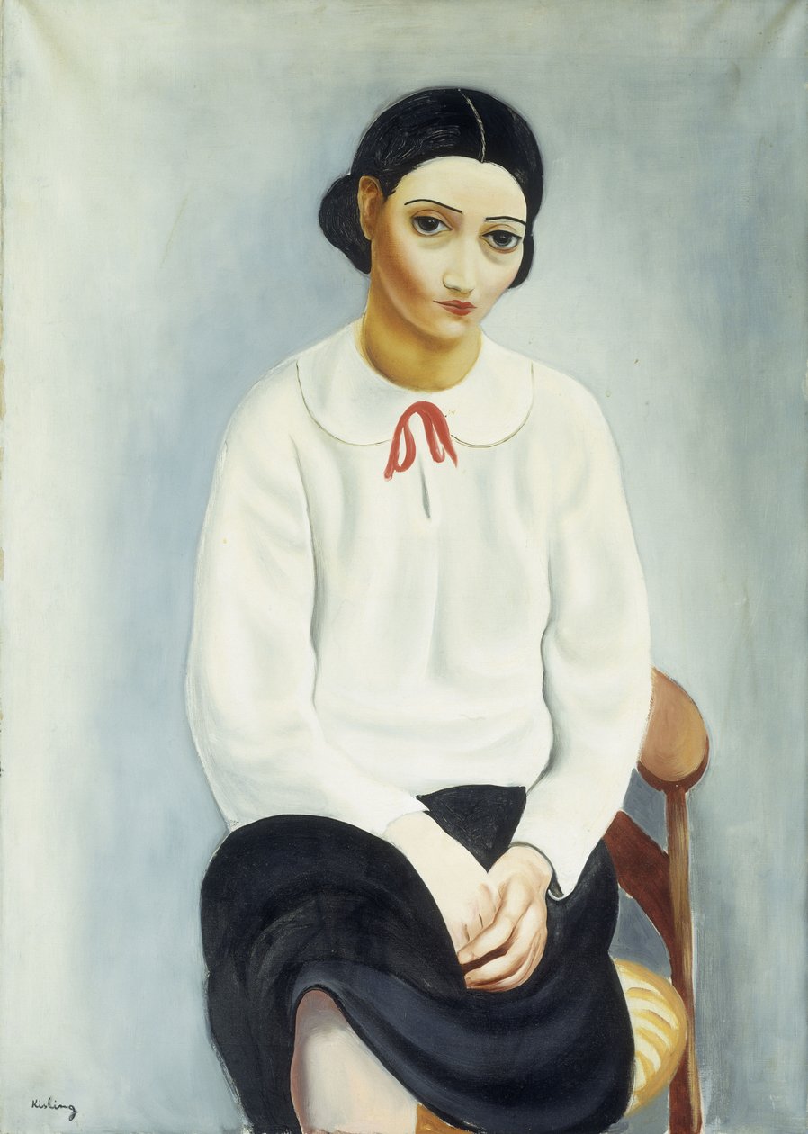 Kvinde i hvid bluse; Femme au Chemisier Blanc af Moise Kisling
