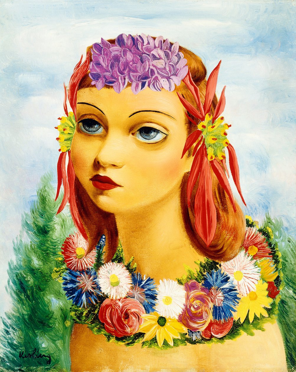Kvinde med blomster af Moise Kisling