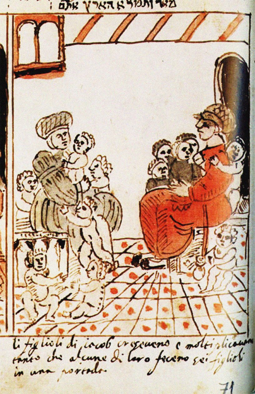 Israelitternes formering i Egypten. Codex Choumach Picture Pentateuk af Moses dal C af Moise del Castellazzo
