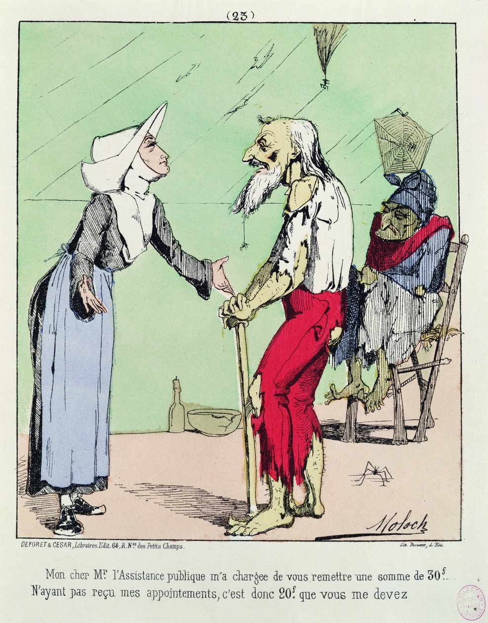 Tegneserie, der kritiserer Assistance Publique under kommunen, 1871 af Moloch