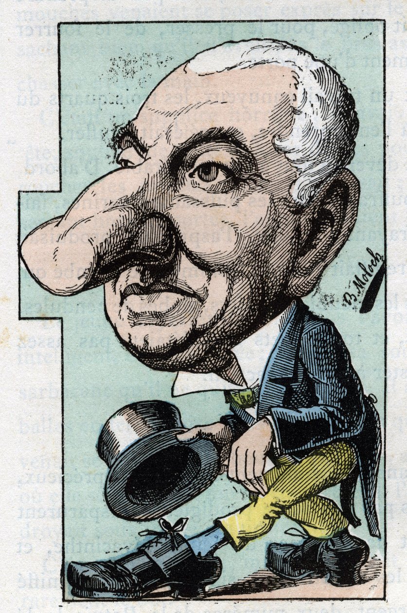 Portræt af Louis Hyacinthe Duflost, Dit Hyacinthe (1814-1887) komiker og operetsanger i "" Le Trombinoscope""" af Touchatout, karikatur af B. Moloch fra 1882 (1849-1909). Privat samling. af Moloch