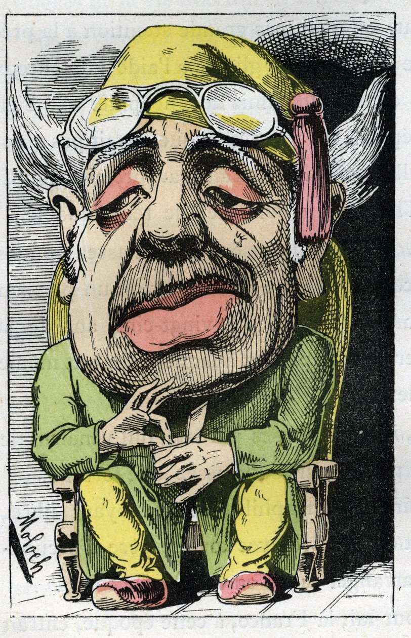 Allegory of a Cuckold i det 19. århundrede i "" Le Trombinoscope"" af Touchatout, tegneserie af B. Moloch fra 1882 (1849-1909). Privat samling. af Moloch