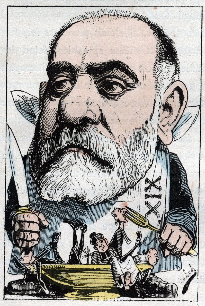 Tegneserie, der skildrer den dramatiske kritiker Francisque Sarcey (1827-1899 af Moloch