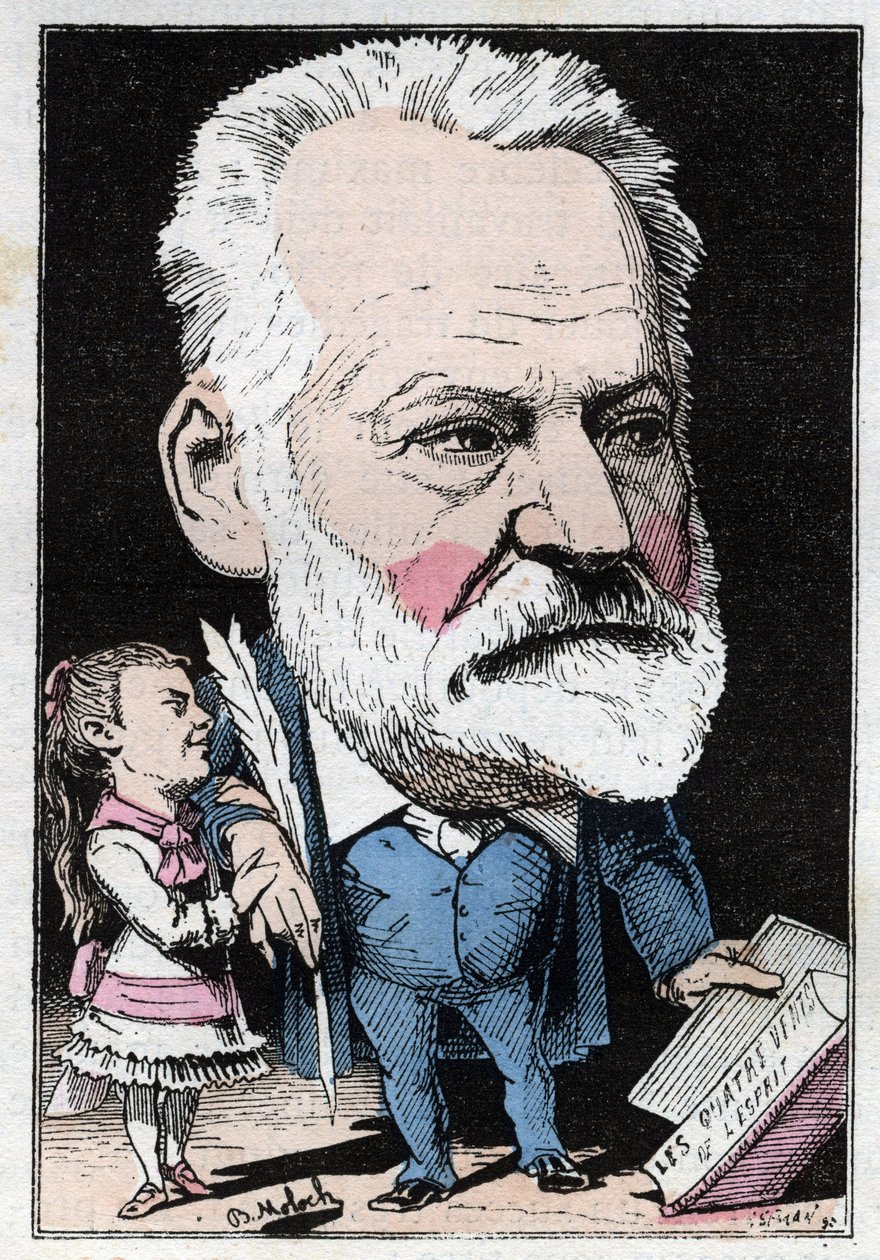 Portræt af den franske forfatter Victor Hugo (1802-1885) i "" Le Trombinoscope"" af Touchatout, karikatur af B. Moloch fra 1882 (1849-1909). Privat samling. af Moloch