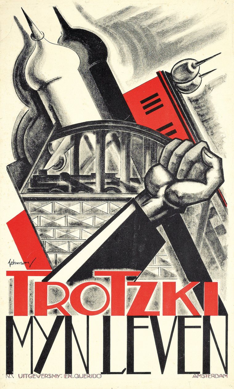 Plakat, der reklamerer for Leon Trotskys selvbiografi 