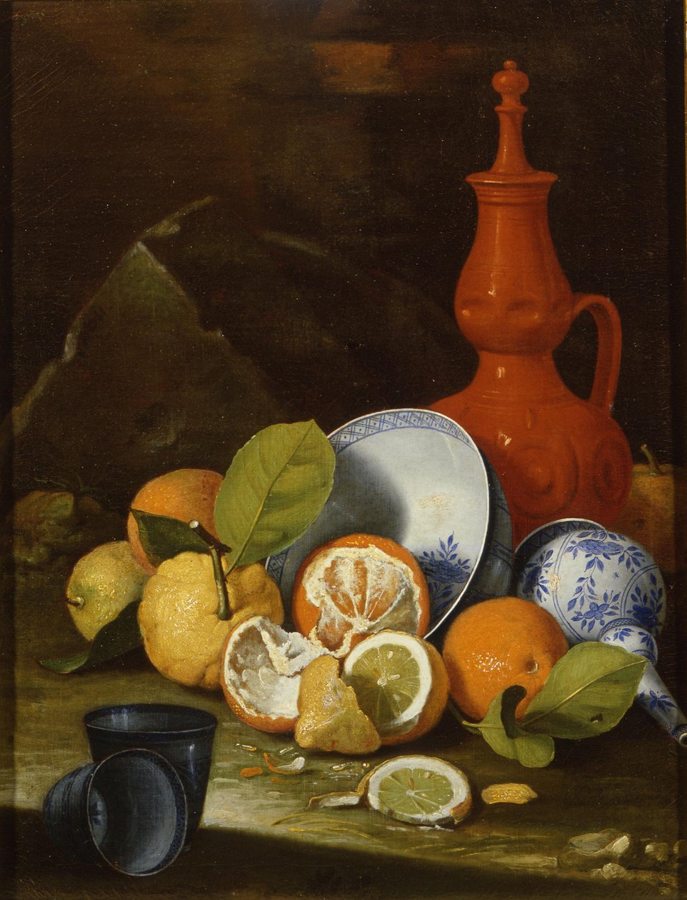 Bucchero, porcelæn, appelsiner og citroner, 1706 af Monari
