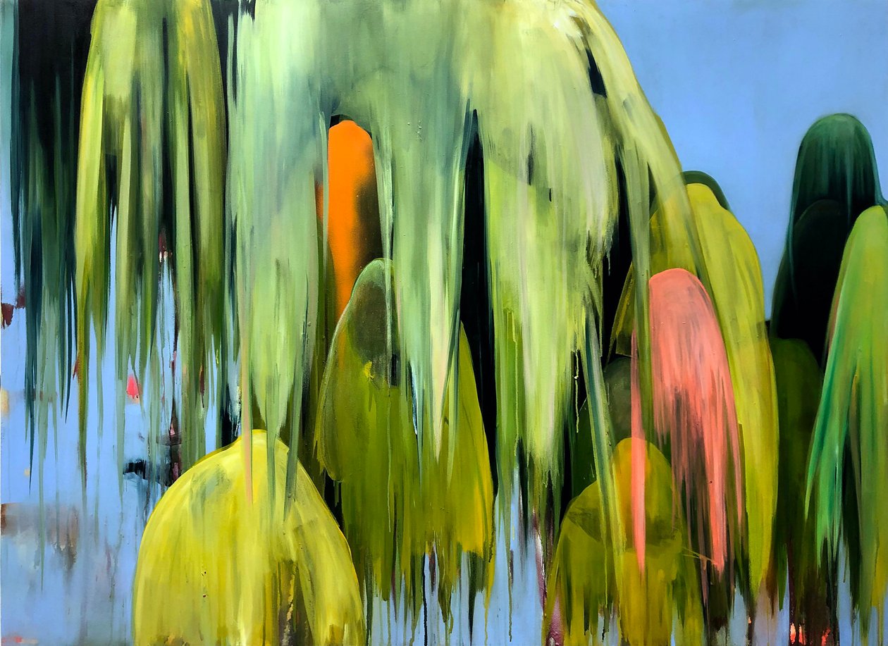 Weeping Willow, 2019 (akryl og spraymaling på lærred) af Monica Perez Vega