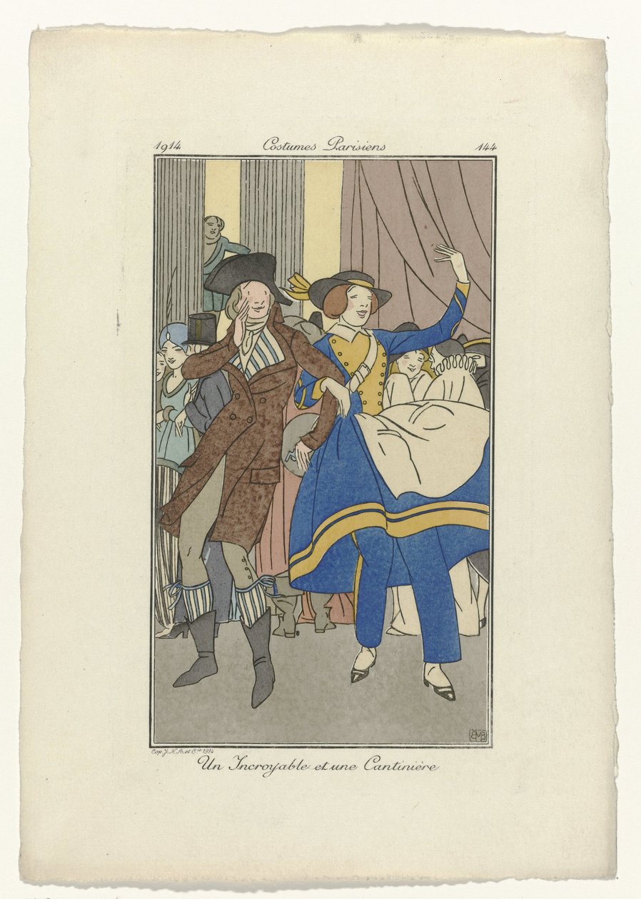 Journal des Dames et des Modes, Costumes Parisiens, 1914, nr. 144: An Incredible and a Cantinière af Monogrammist BMB