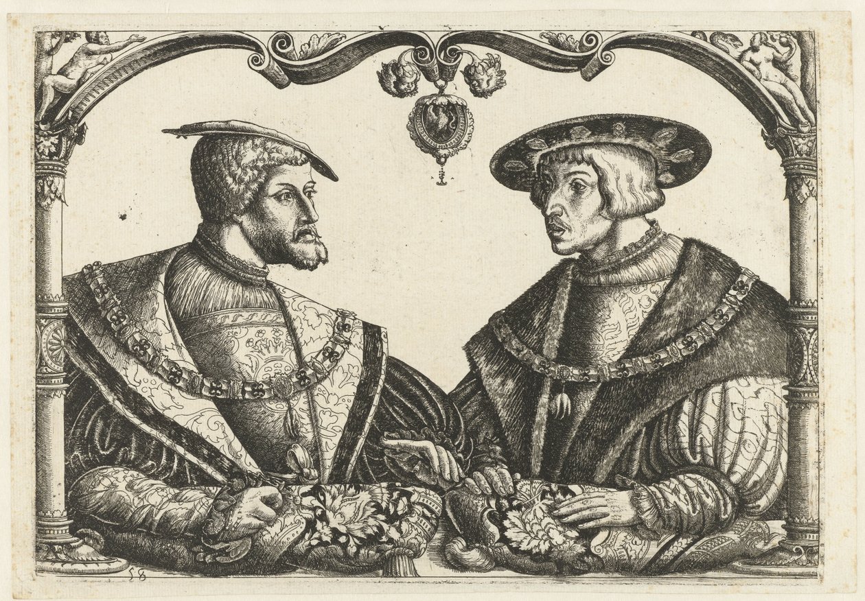 Karel V og Ferdinand I af Monogrammist CB met boom (attributed to)