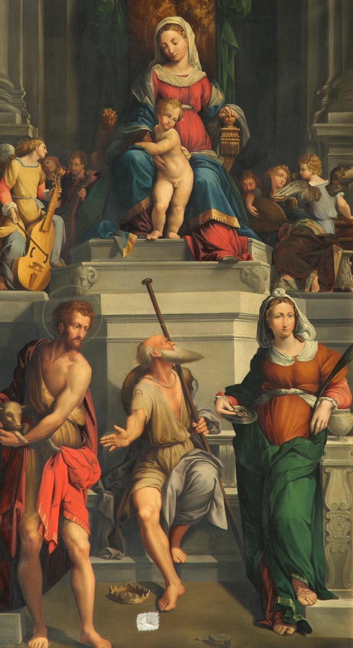 Tronet Madonna med Saints af Monogrammist E. D.