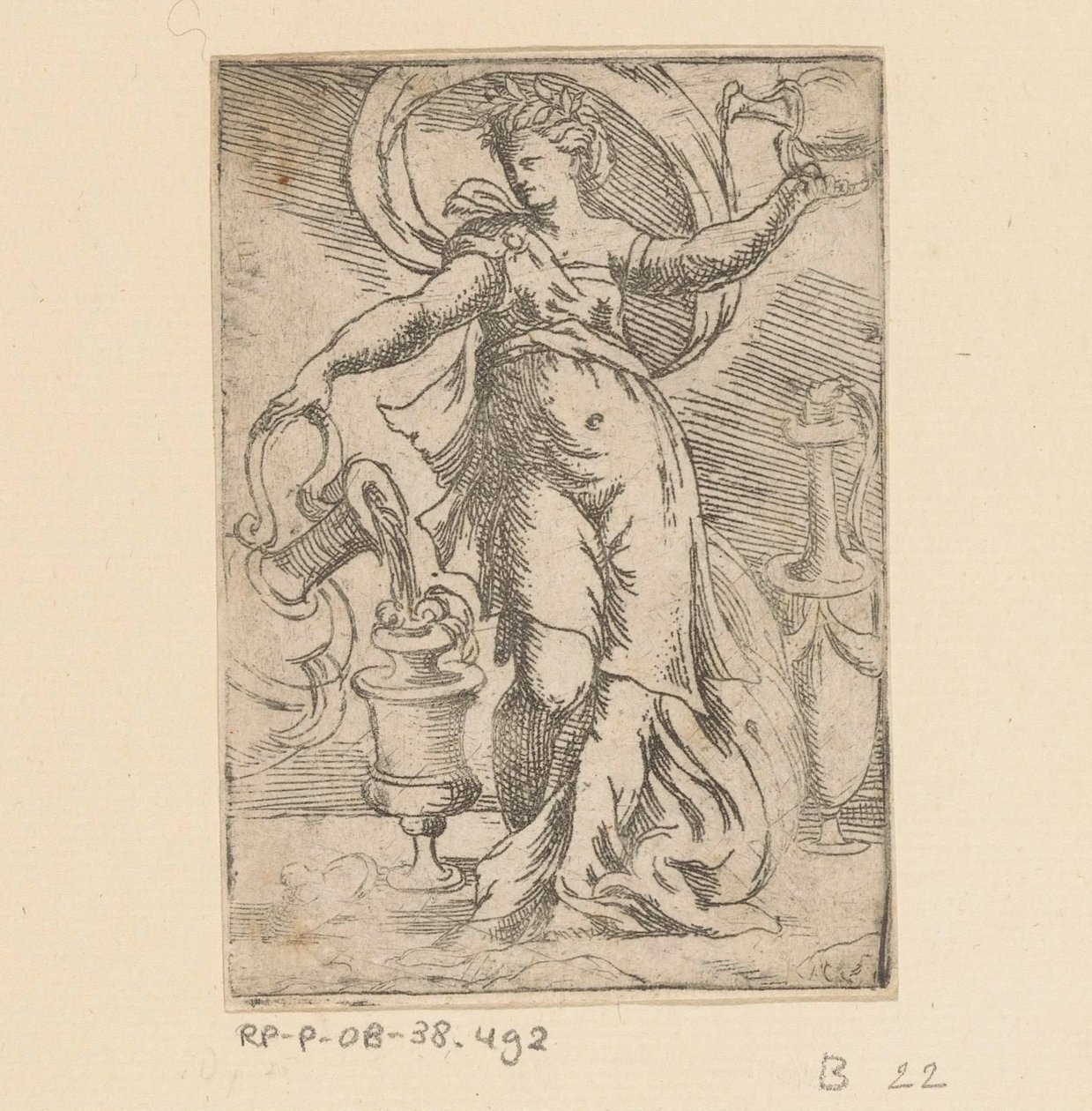 Kvinde med kander og kander af Monogrammist FP (Italië; 16e eeuw)