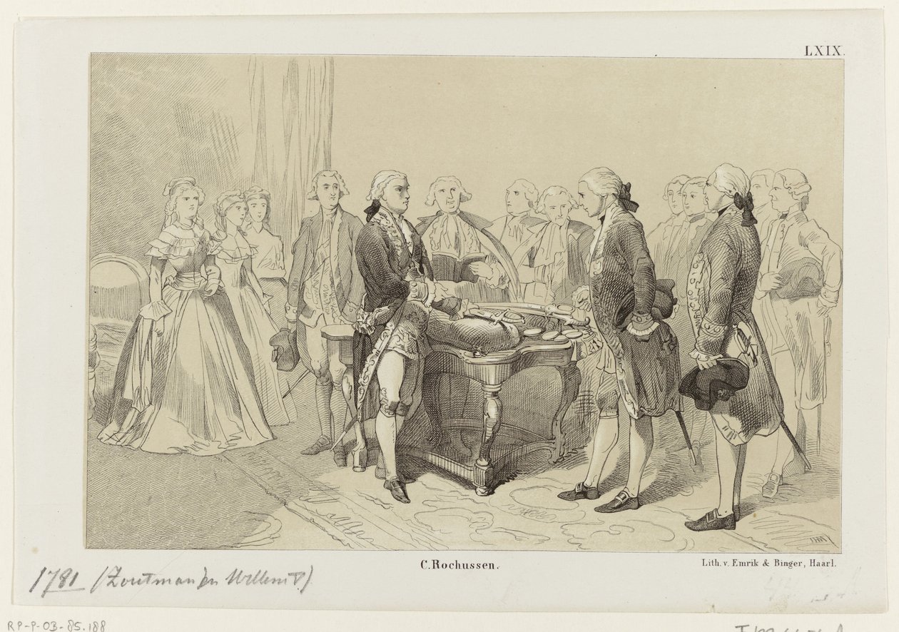 William V ærer heltene fra søslaget ved Dogger Bank, 1781 af Monogrammist IHM