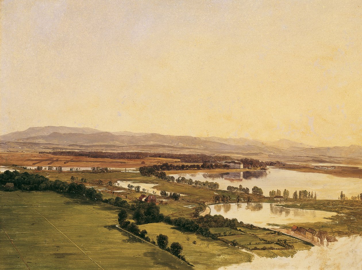 Landskab med Inzersdorf Slot (mod Anninger) af Monogrammist J.P.