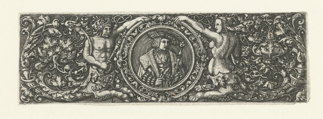 Frise med portræt af Maximilian I i en medaljon af Monogrammist LB (Nederlanden)