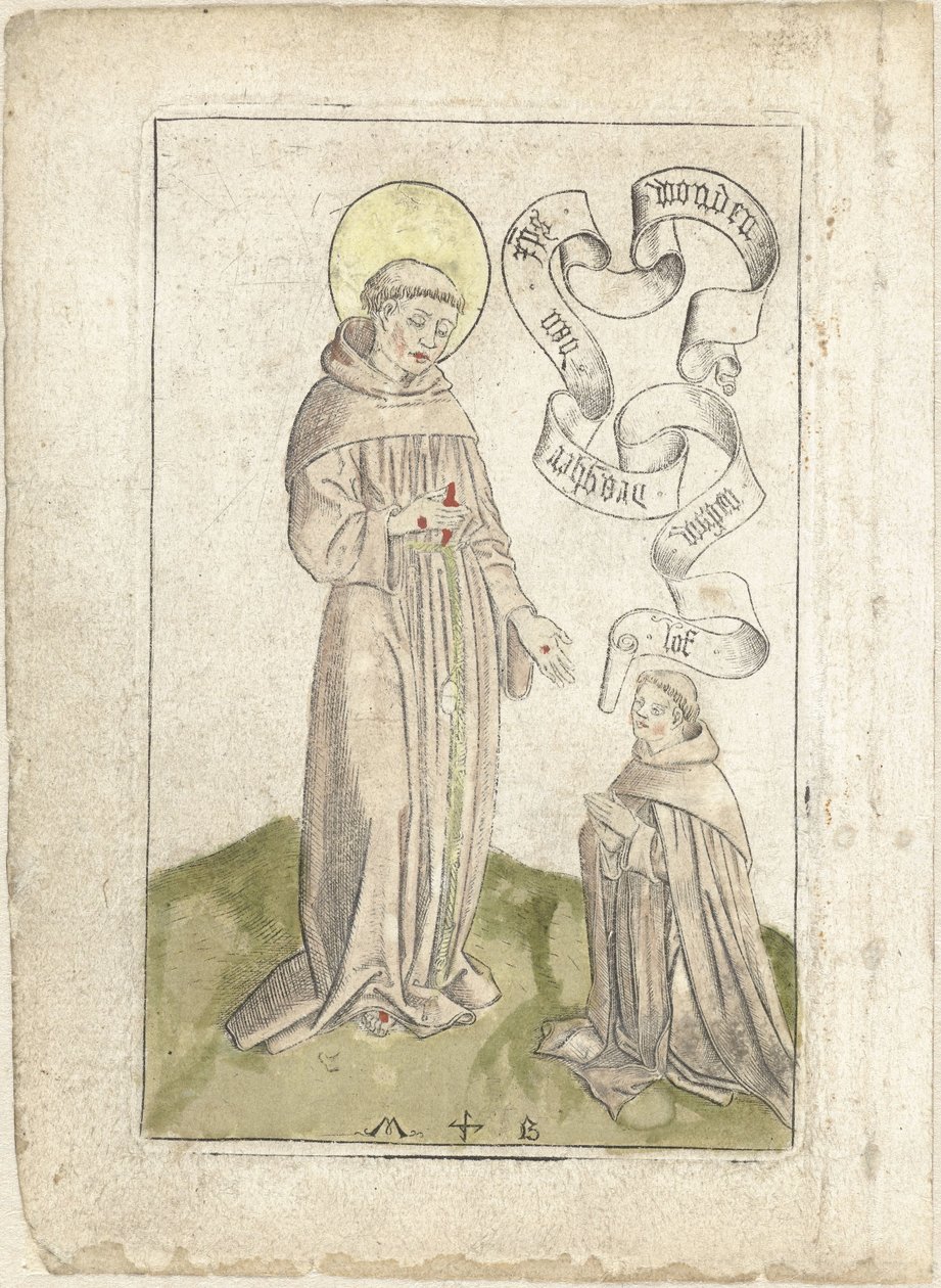 Saint Francis med knælende franciskaner af Monogrammist MB (Nederlanden)