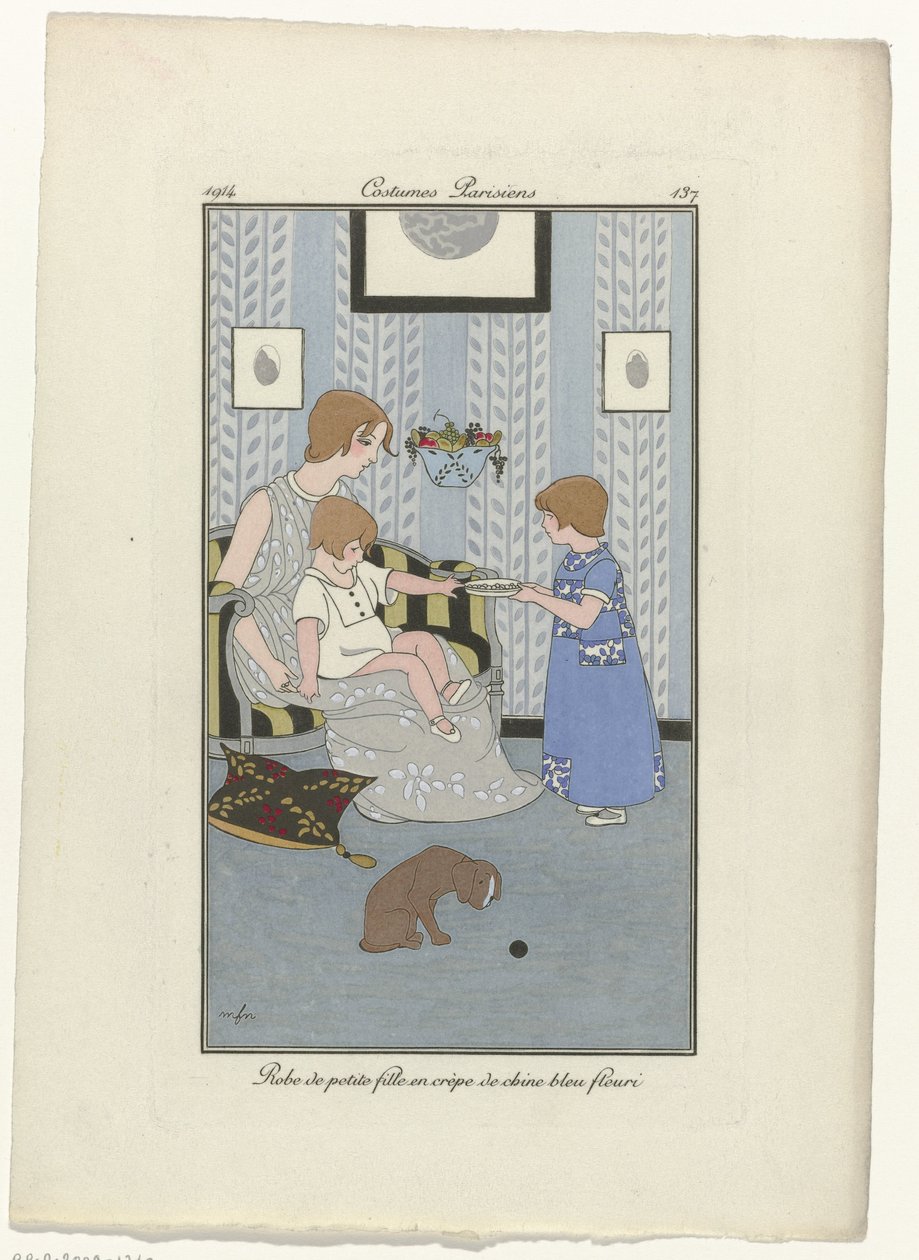 Journal des Dames et des Modes, Costumes Parisiens, 1914, nr. 137: Lille piges kjole (...) af Monogrammist MFN