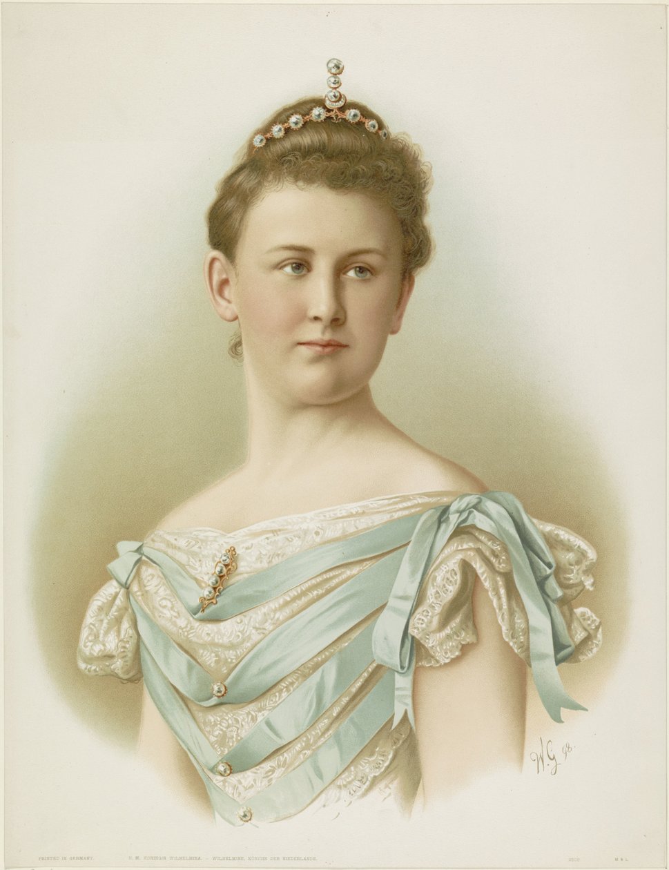 Portræt af Wilhelmina, dronning af Holland af Monogrammist WG