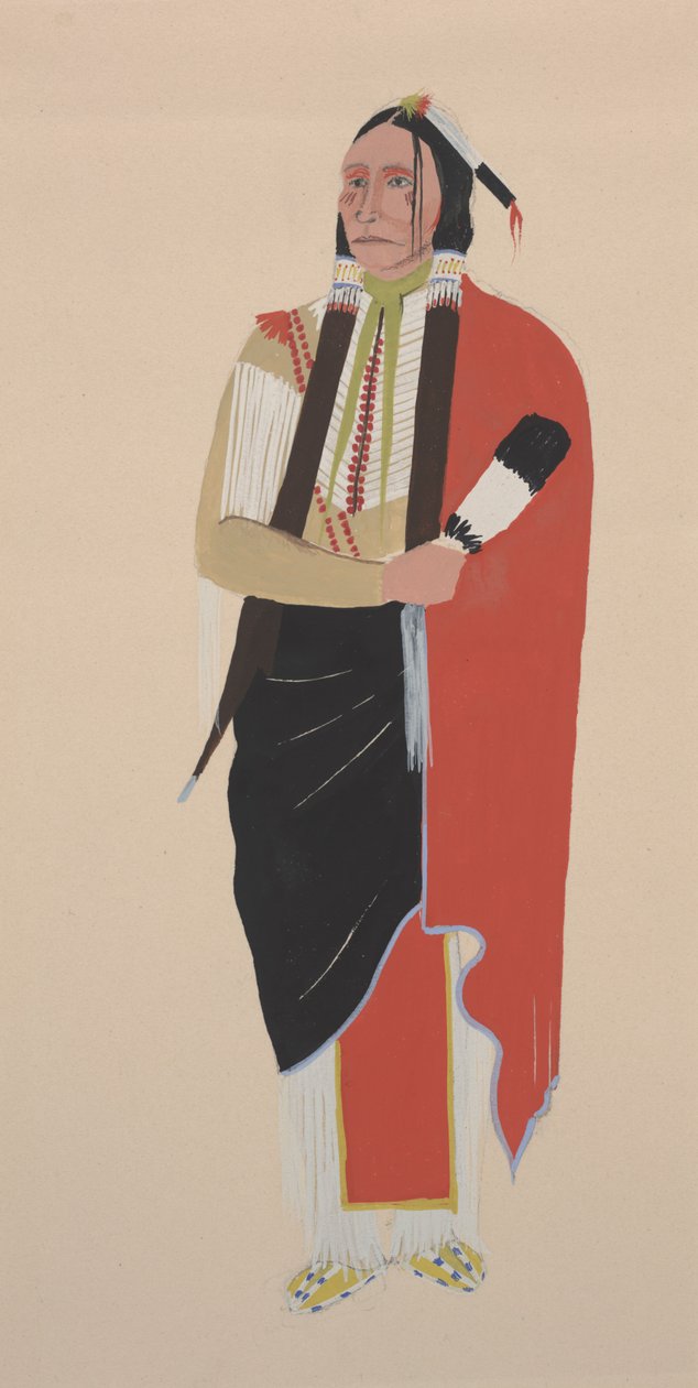 Comanche Chief, ca. 1934 (akvarel) af Monroe Tsatoke