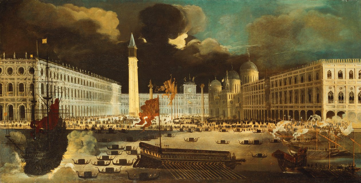 En Capriccio af San Marco fra Bacino på Kristi Himmelfartsdag, af Monsu Desiderio