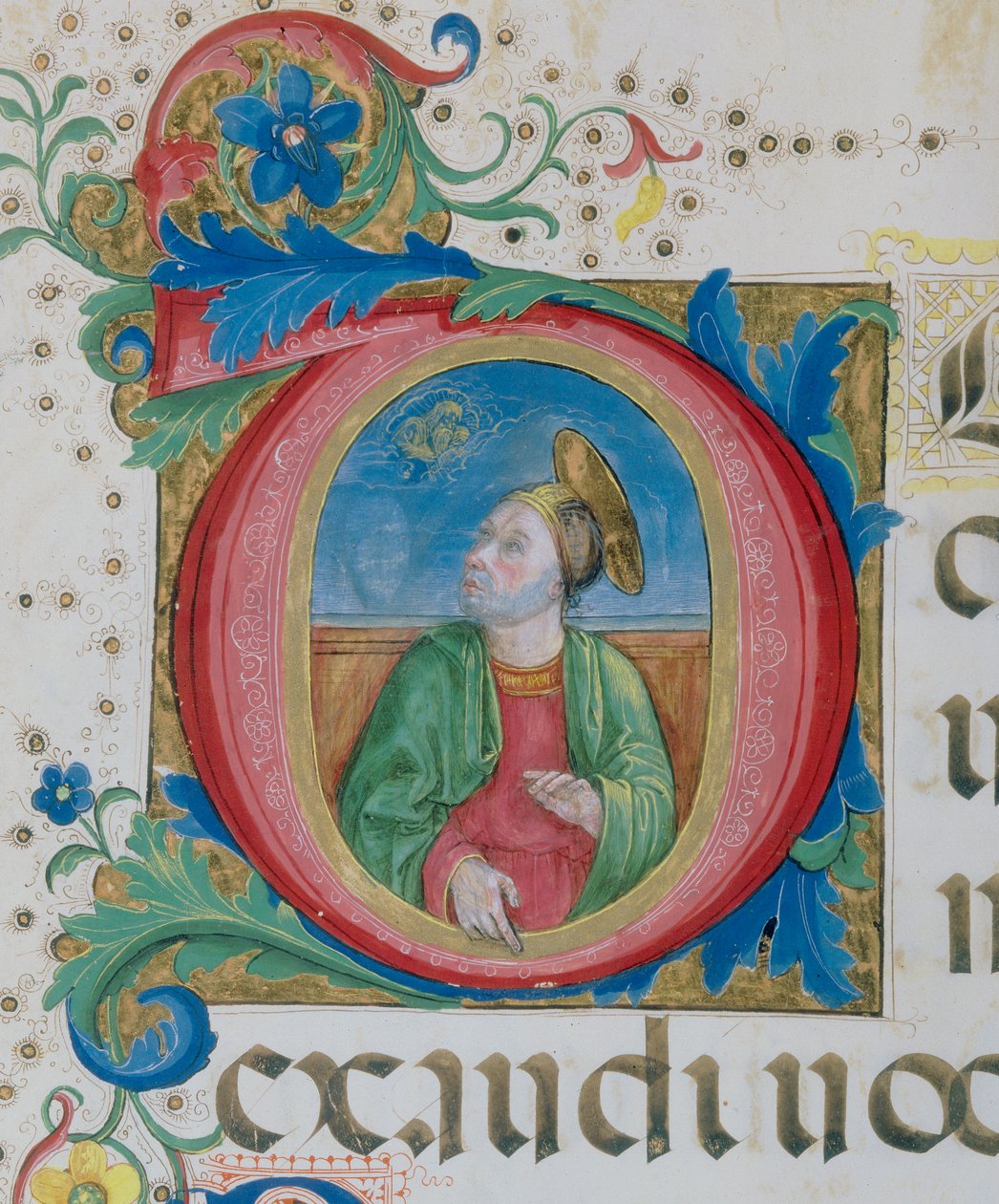Gud, der viser sig for en helgen, miniature detalje af en Salmernes Bog af Monte di Giovanni del Fora