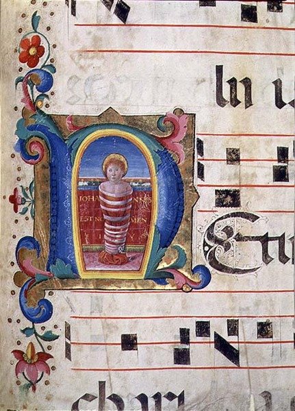 Ms 543 f.74r Historikeret initial 