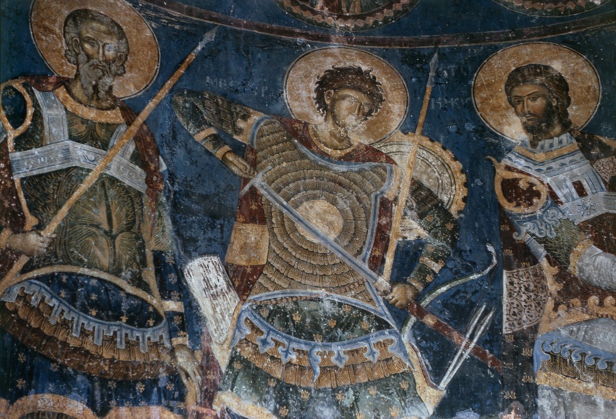 De hellige krigere, Aretas, Nestor og Nicetas, 1407-18 af Morava School
