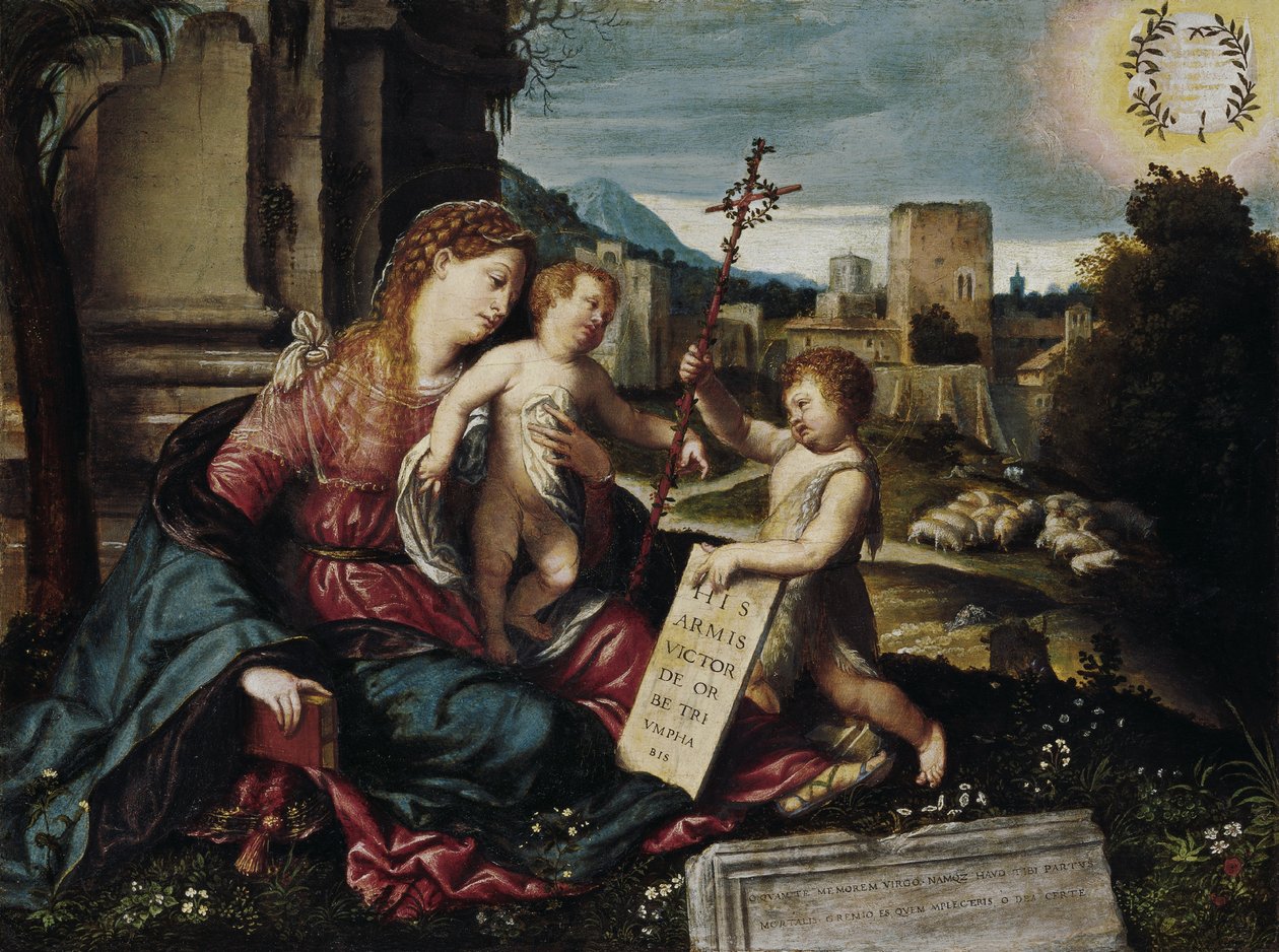 Madonna med Child and the Young St John af Moretto da Brescia
