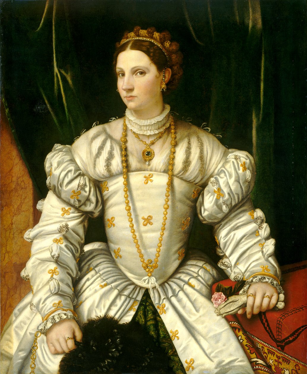 Portræt af en dame i hvidt, ca. 1540 af Moretto da Brescia
