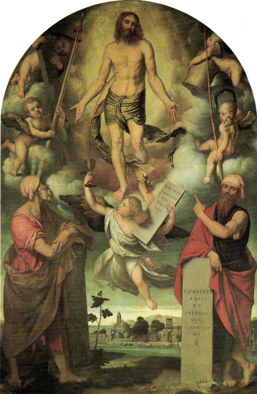 Kristus i lidenskab med Moses og Salomon af Moretto da Brescia