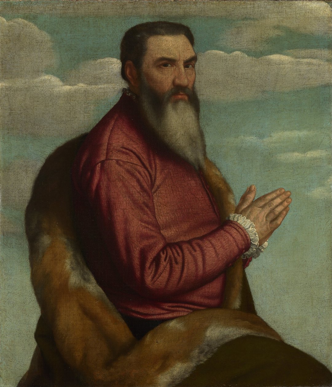 Bedende mand med langt skæg, ca 1545 af Moretto da Brescia