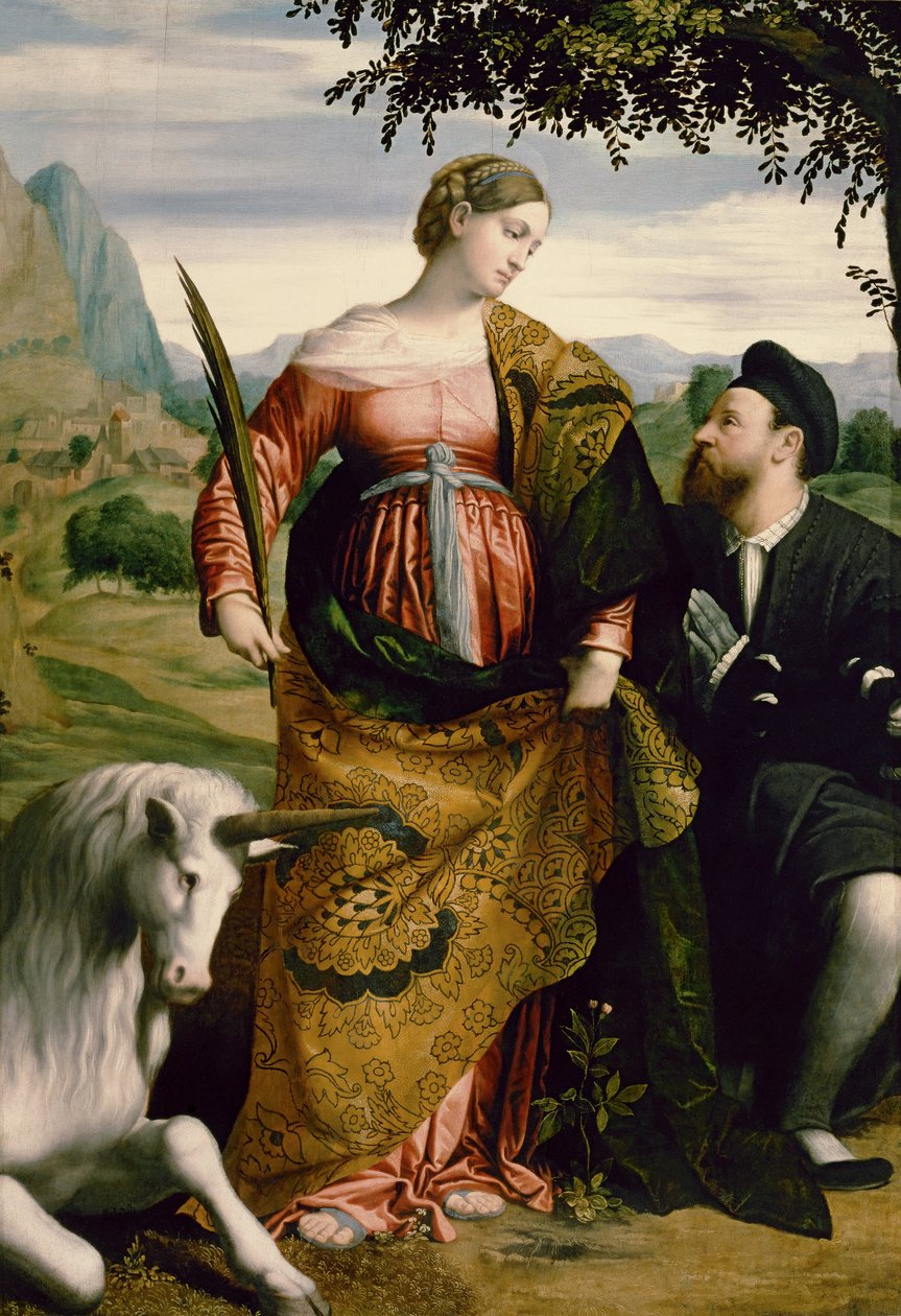 Sankt Justina, æret af en skytshelgen af Moretto da Brescia