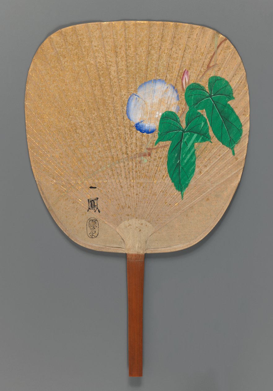 Morning Glory (recto), ca. 1870 (blæk, farve og guldpletter på papir) af Mori Ippo