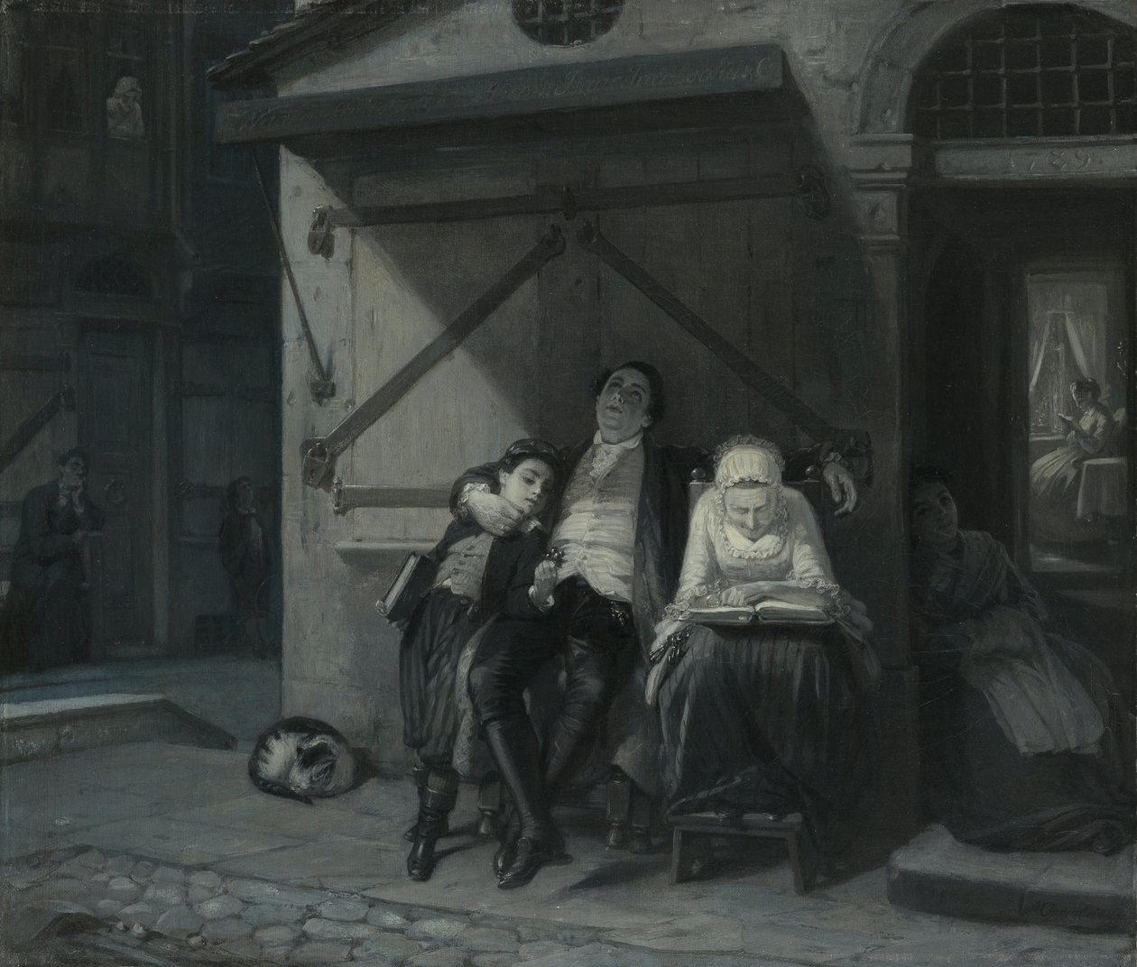 Sabbats hvile (sabbats hvile på gyden) af Moritz Daniel Oppenheim