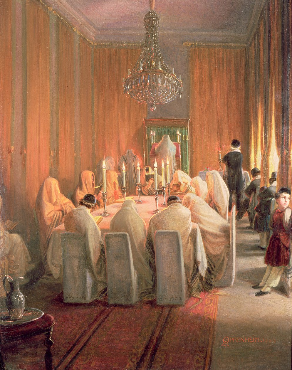 Rothschild-familien i bøn af Moritz Daniel Oppenheim