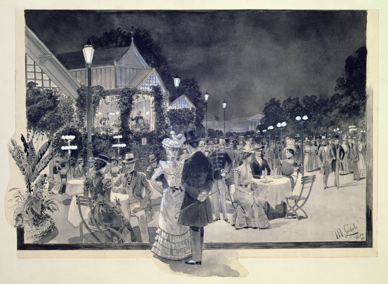 I de offentlige haver, Wien, 1893 (wc) af Moritz Ledeli