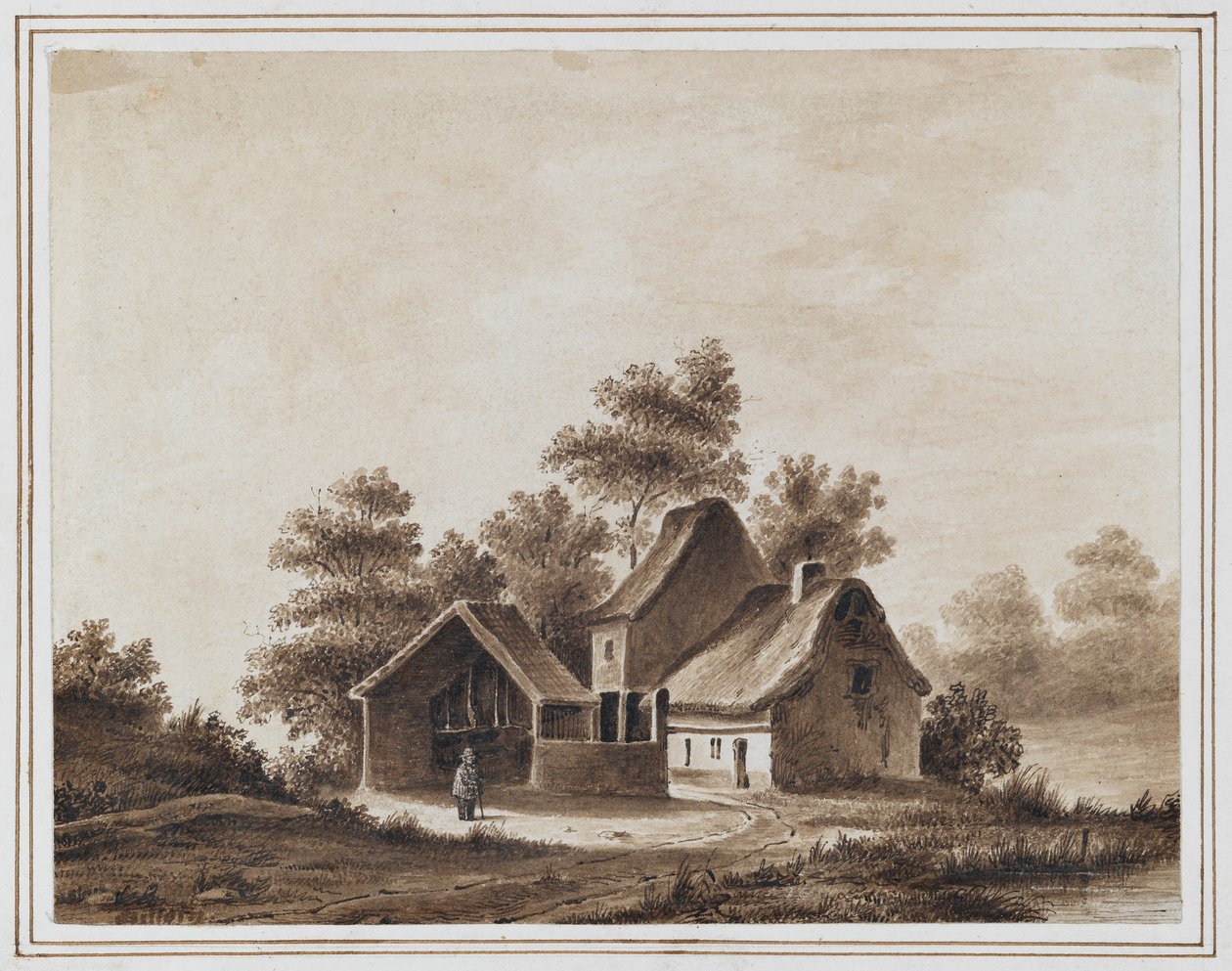 Schubert uden for en kro i Tullin, nær Wien, 13. maj 1823 (blæk og vask på papir) af Moritz Ludwig von Schwind