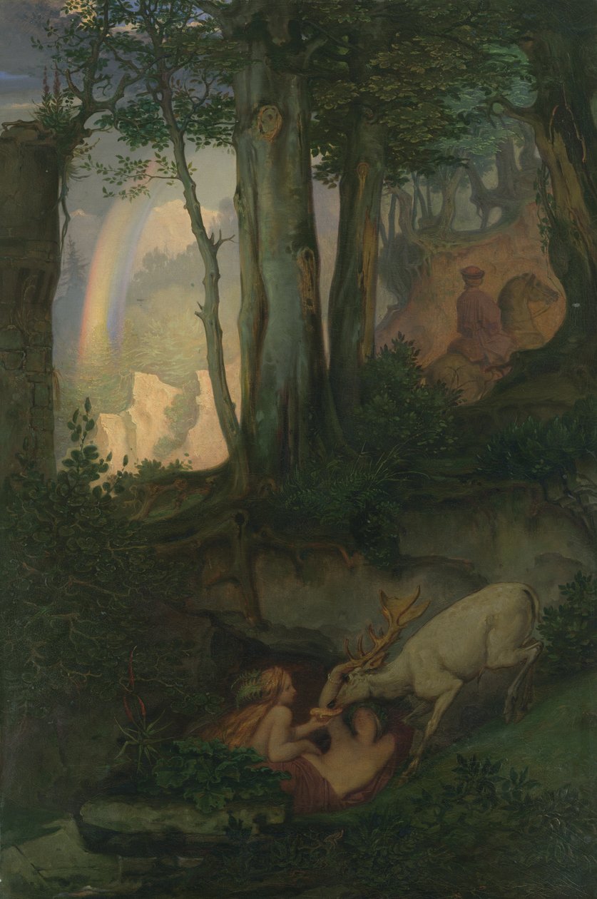 Vandnymfer, der vander en kronhjort, ca. 1844-47 af Moritz Ludwig von Schwind