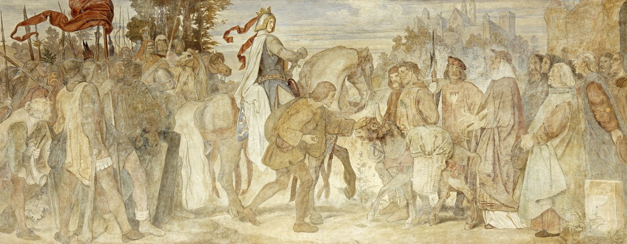 Jeg leder efter mit æsel, Wartburg Castle, ca. 185455 (fresco) af Moritz Ludwig von Schwind