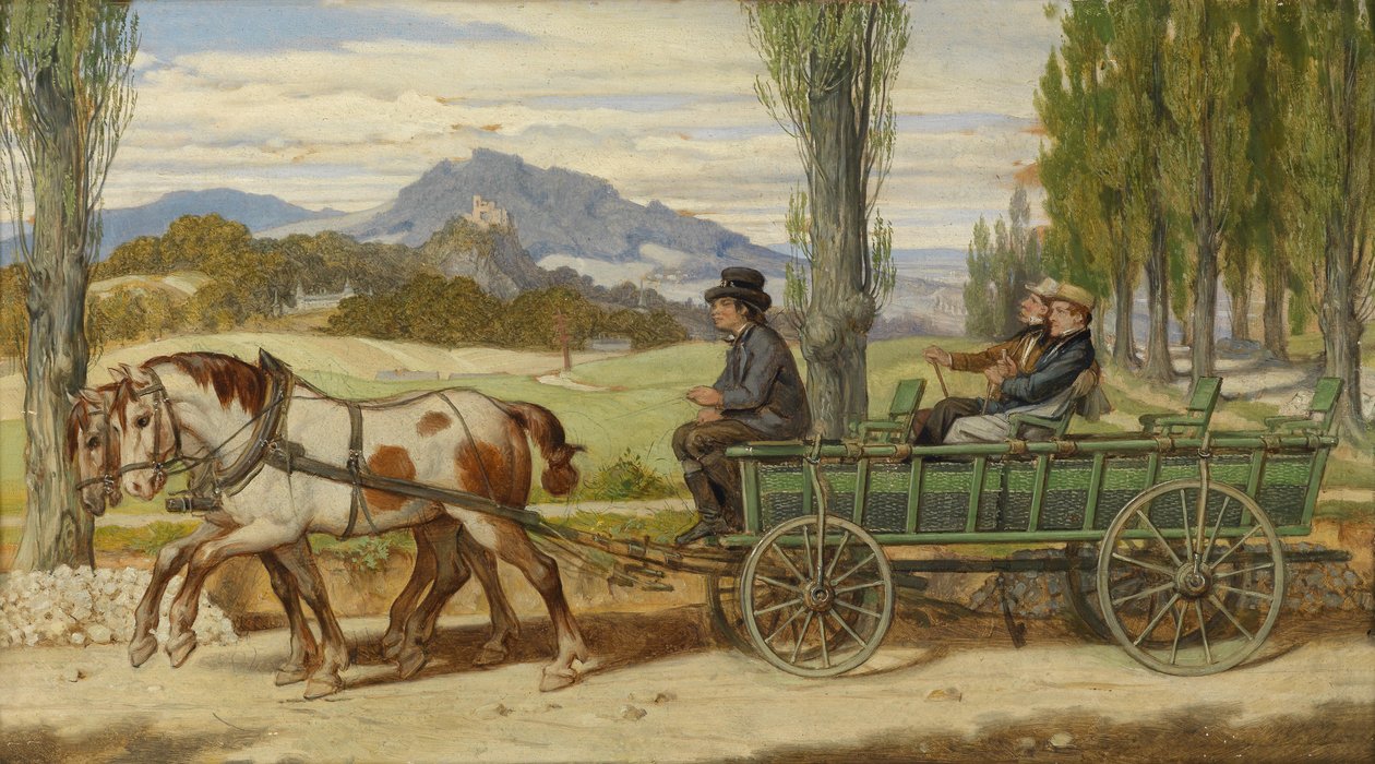 Schwind og Bauernfeld på en vogn af Moritz Ludwig von Schwind